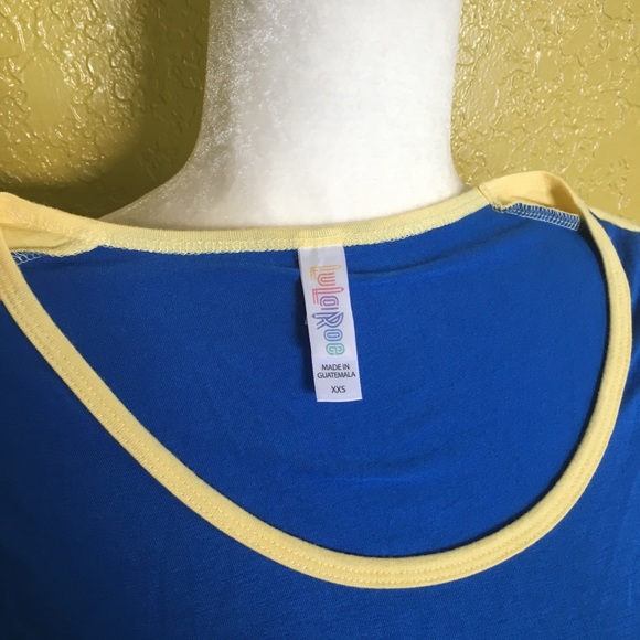 NWT Lularoe Classic Tee Blue Yellow Size XXS - Picture 5 of 5